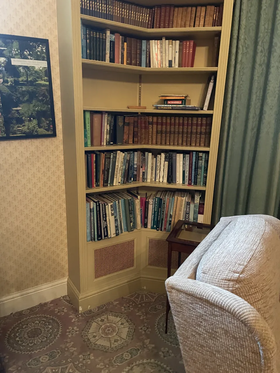 DrClear team clearing an estate in Tamworth, Staffordshire, with a corner bookcase of hardback books